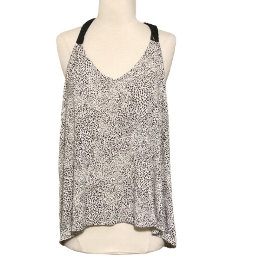 Sleeveless Halter Crotchet Black & Beige Top 2XL